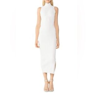 NWT Herve Leger Ivory Sleeveless Midi Dress Large Hugs The Body. timeless
